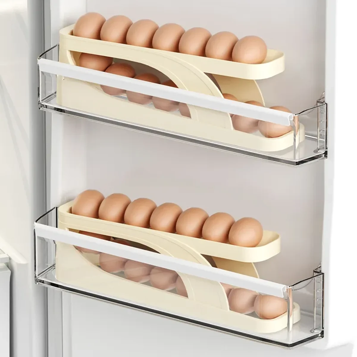 Plastic Automatic Rolling Egg Dispenser Holder (2 pcs)