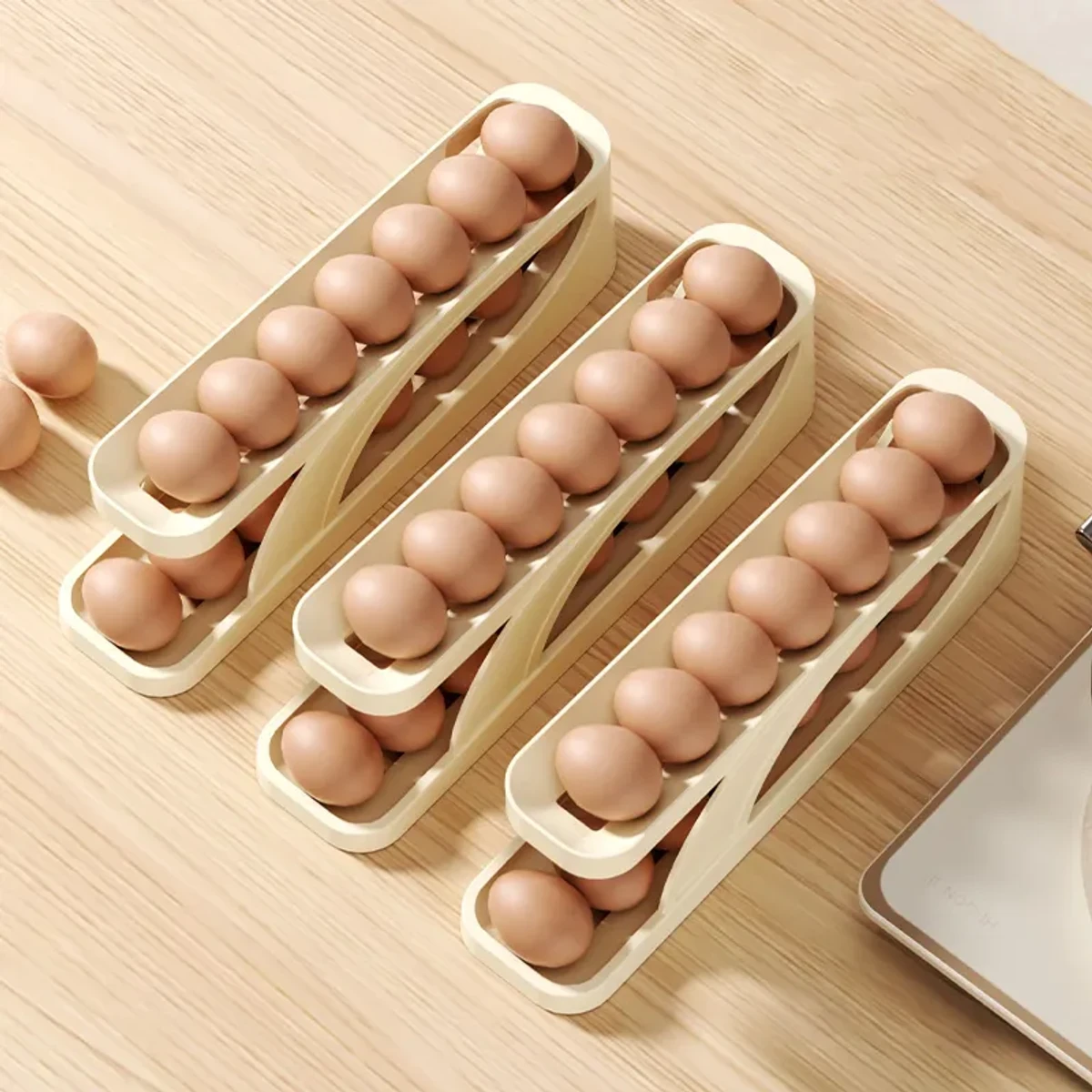 Plastic Automatic Rolling Egg Dispenser Holder (2 pcs)